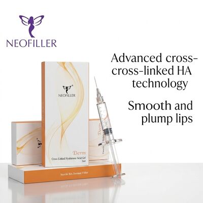 1Ml Cross-LinkedฉีดHyaluronic Acid Dermal Filler 8-15 เดือนBioเข้ากันได้กับเจลFacial Wrinkle Smoothing