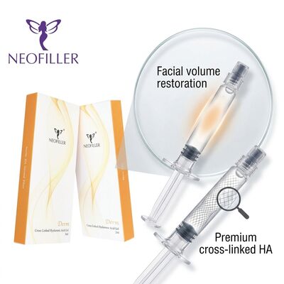 1Ml Cross-LinkedฉีดHyaluronic Acid Dermal Filler 8-15 เดือนBioเข้ากันได้กับเจลFacial Wrinkle Smoothing