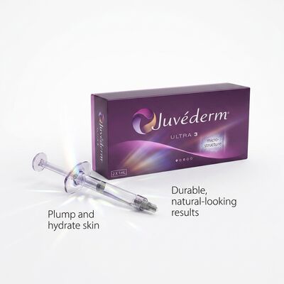 ไฮยอลูรอนิกแอซิด Juvederm Dermal Filler เหมาะสําหรับหลายพื้นที่บนใบหน้าและต้องการสภาพการเก็บรักษา หลีกเลี่ยงการแช่แข็ง