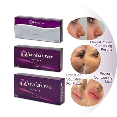 เจล Juvederm Dermal Filler 1 มล. บริเวณฉีดเข็มฉีดยาบนใบหน้าเหมาะสำหรับการฟื้นฟูผิวหน้าและขั้นตอนการฟื้นฟูปริมาตร