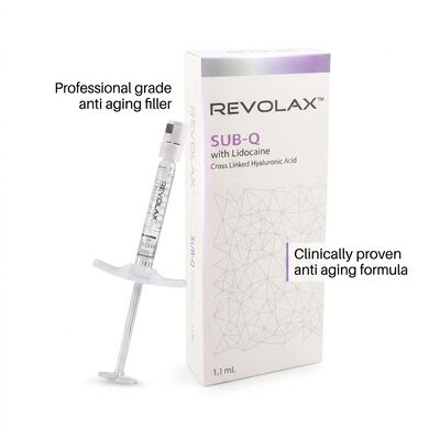 สารเติมผิวหนัง Sub-Q Revolax ละเอียดลึก ความเหมาะสมทางชีวภาพสูง เหมาะสําหรับการฉีด ความลึก ผิวหนังกลางถึงลึก ปรับปรุงลักษณะผิวหนัง