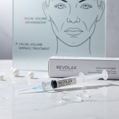 Hyaluronic Acid Revolax Dermal Filler Smooth And Elastic Gel Consistency Providing Facial Volume Enhancement And Wrinkle Treatment