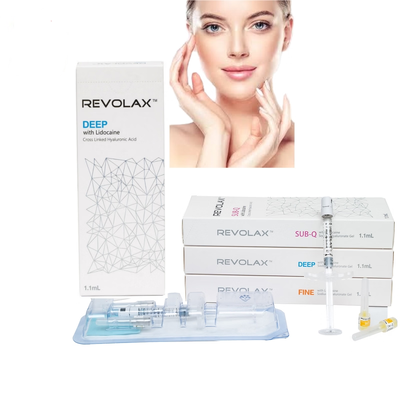 เจลความยืดหยุ่นสูงและนุ่ม Revolax Dermal Filler Fine Deep Sub-Q เจลฉีด เก็บที่อุณหภูมิ 2-25°C เหมาะสำหรับการเติมเต็มปริมาตรบนใบหน้า