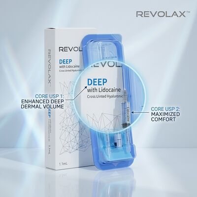 Revolax Deep Temple Filler Monophasic Hyaluronic Acid Dermal Filler 1.1ml สําหรับการฟื้นฟูช่องว่างของสมอง