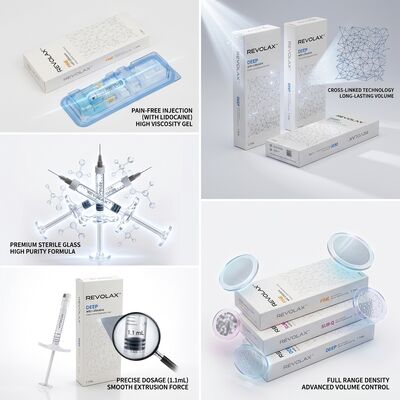 Revolax Fine Glabellar Filler Monophasic Hyaluronic Acid Dermal Filler 1.1ml สําหรับการแก้ไขเส้นผิว