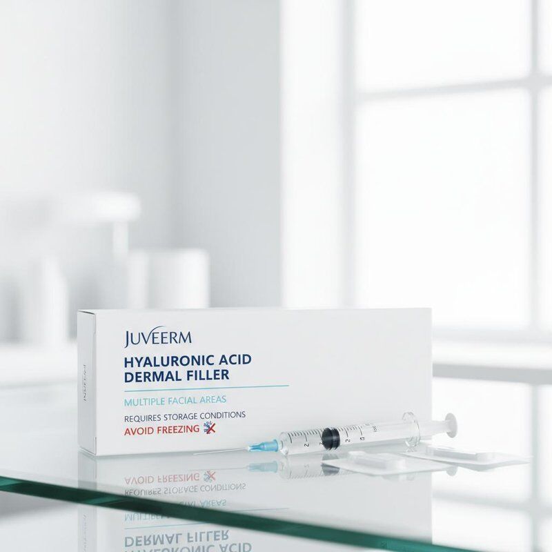 ไฮยอลูรอนิกแอซิด Juvederm Dermal Filler เหมาะสําหรับหลายพื้นที่บนใบหน้าและต้องการสภาพการเก็บรักษา หลีกเลี่ยงการแช่แข็ง